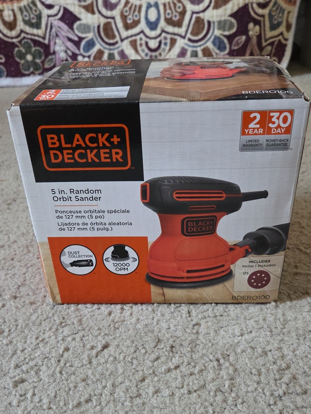 Black & Decker Orange and Black 5" Random Orbit Sander